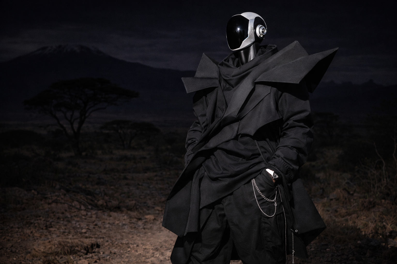 Couture garment for humanoid robot presentation